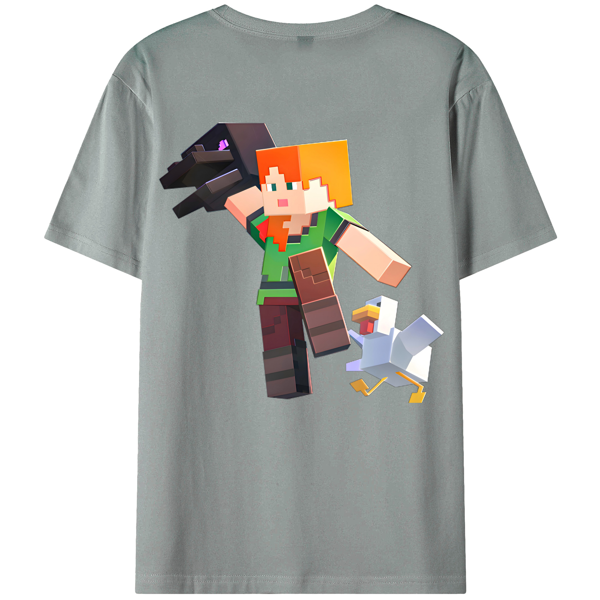 （画像用） マインクラフト ブロックの世界 Minecraft MC Block world 綿100％ メンズ半袖Tシャツ（バックプリント） 通気性